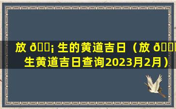 放 🐡 生的黄道吉日（放 🐕 生黄道吉日查询2023月2月）